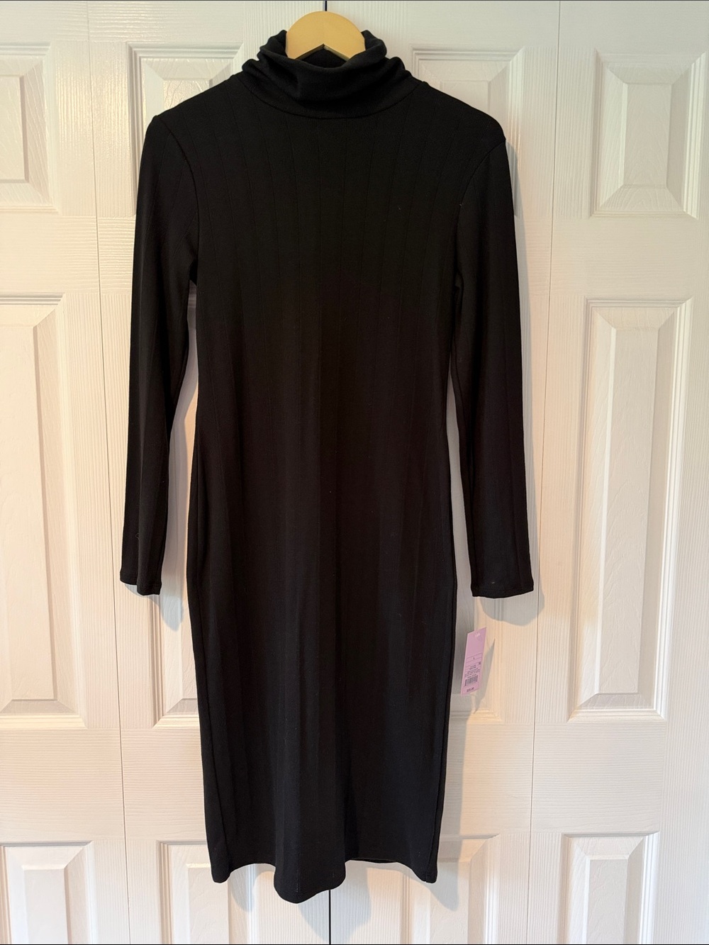 wild fable Black Ribbed Long-Sleeve Turtleneck Dress